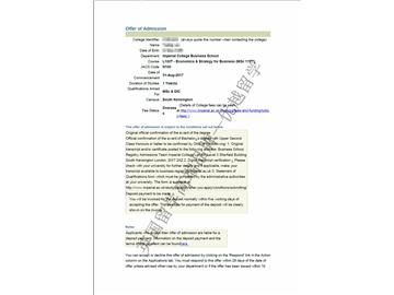 恭喜喬同學獲得帝國理工學院經濟與商業戰略專業碩士通知書