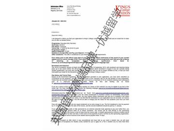 2018offer：恭喜朱同學獲得倫敦大學國王學院教育學專業碩士通知書
