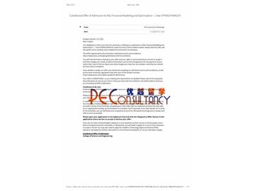 2020offer：恭喜呂同學獲得愛丁堡大學(世界排名：20)金融建模與優化專業碩士通知書