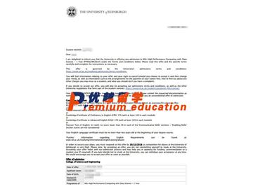 2020offer：恭喜沈同學獲得愛丁堡大學(世界排名：20)高性能計算與數據科學專業碩士通知書